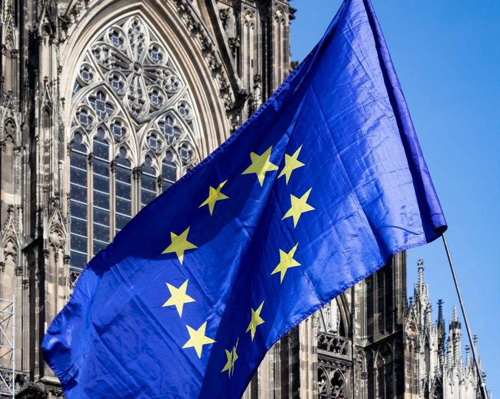 european flag in brussels