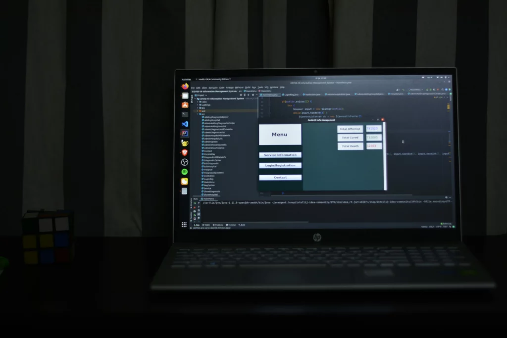 Project management tool opened in laptop